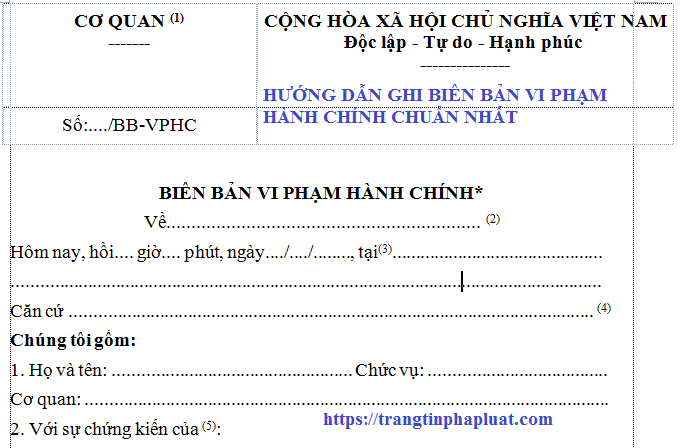 Huong dan lap bien ban vi pham hanh chinh